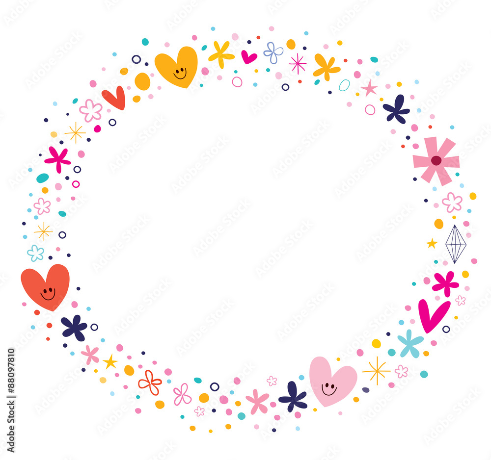 flowers and hearts frame