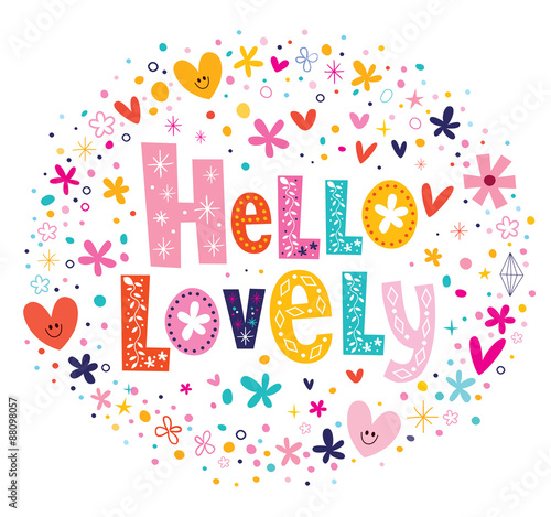 Hello lovely flowers and hearts card