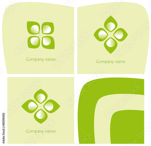 Set of three logos with leaves and petals