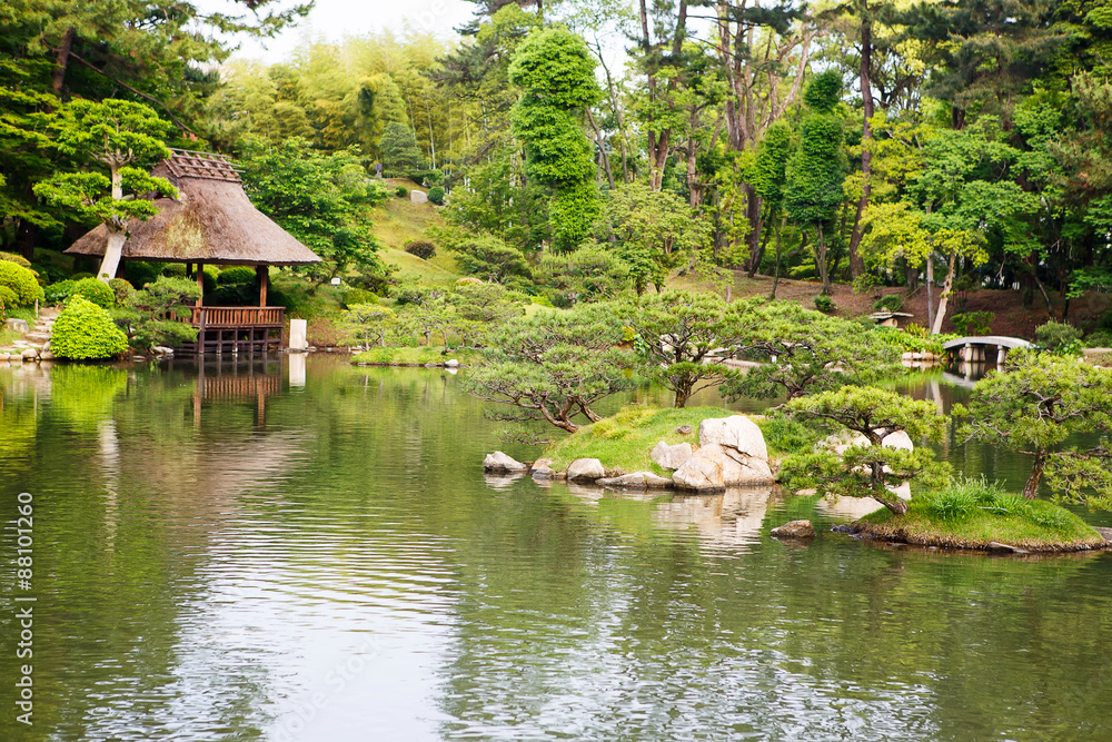 Japanese style garden in Hiroshima, Japan Japanese style garden in Hiroshima, Japan