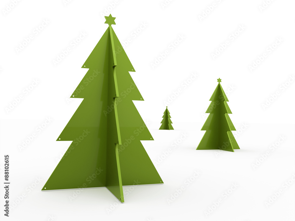 Fototapeta premium Green abstract christmas trees isolated