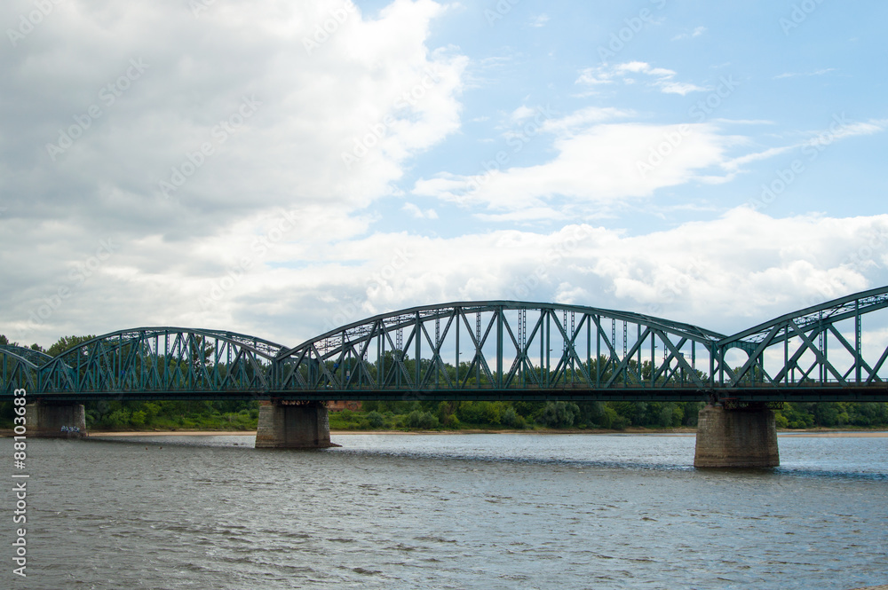 Torun famous truss bridge over Vistula river, Poland. 