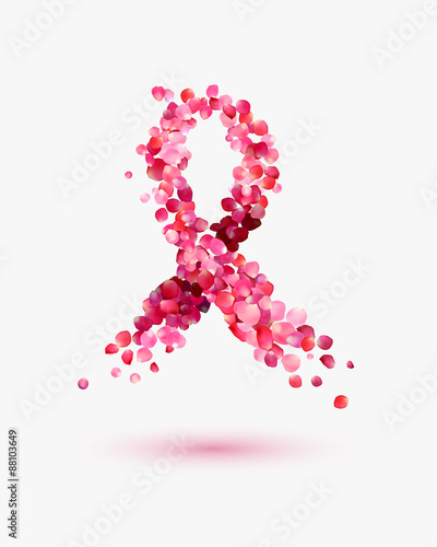 Vector ribbon of rose petals - breast cancer awareness symbol