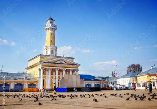 Old historical architecture - Fire tower in Kostroma city, Russi