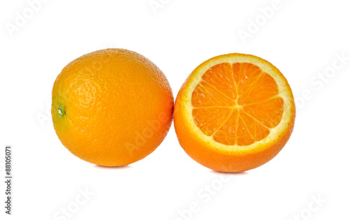 ripe orange on white background