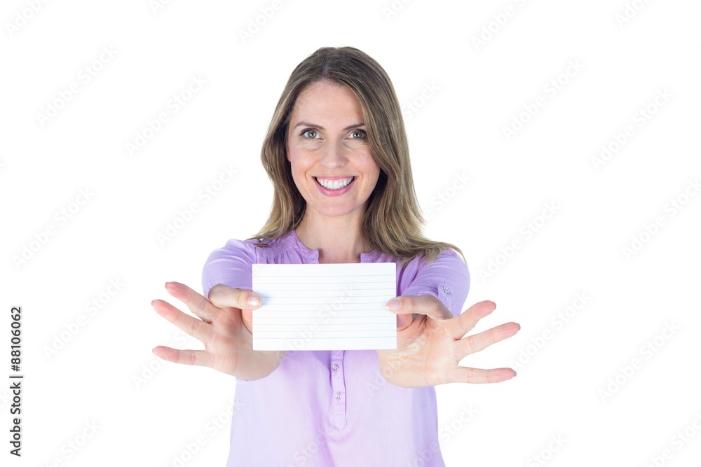 Portrait of a beautiful casual businesswoman showing a sign Portrait of a beautiful casual businesswoman showing a sign