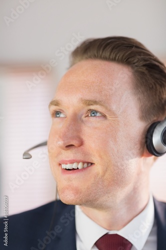 Happy call center agent working 