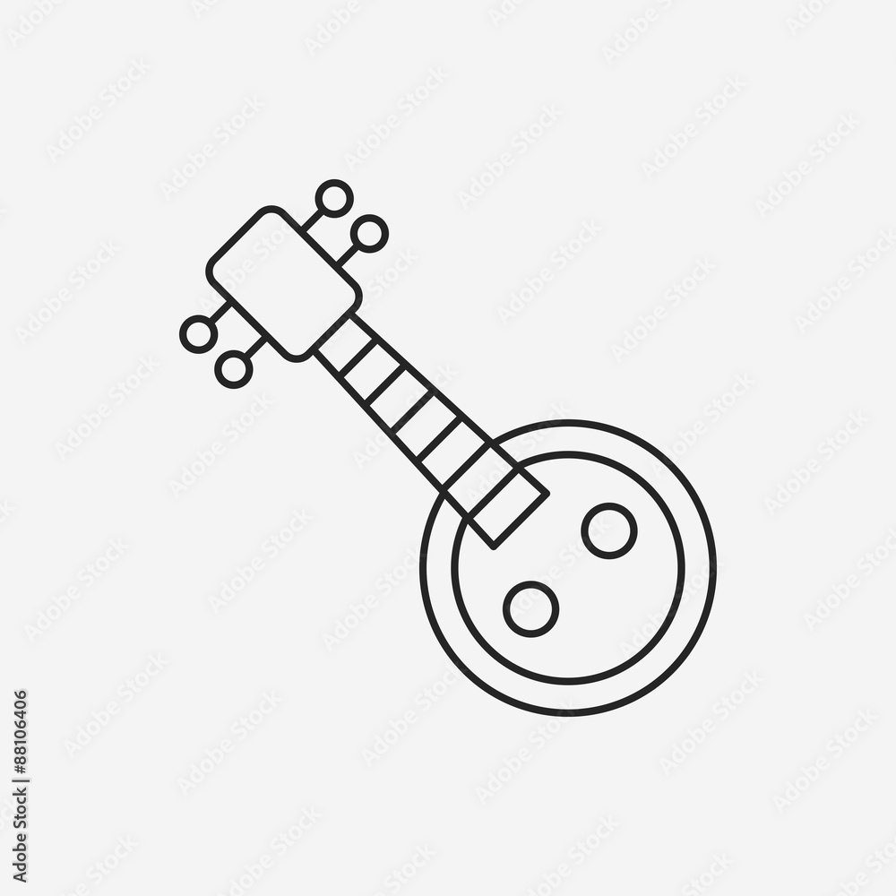 musical instrument Chinese lute line icon musical instrument Chinese lute line icon