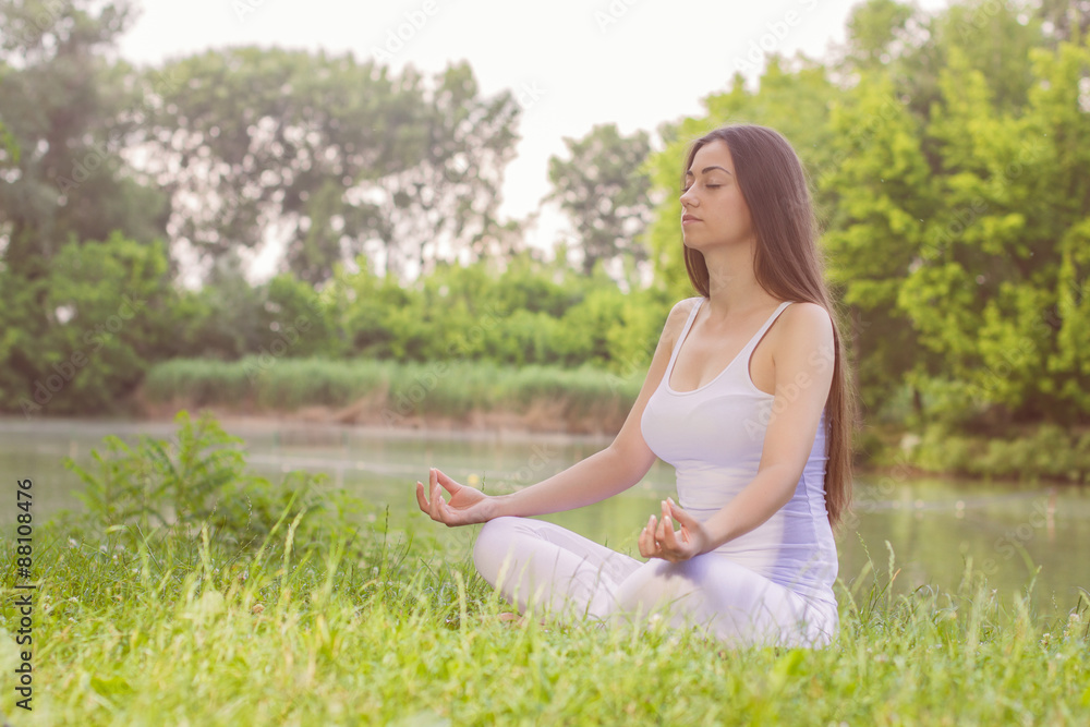 Yoga Woman Meditating Relaxing Healthy Lifestyle Yoga Woman Meditating Relaxing Healthy Lifestyle