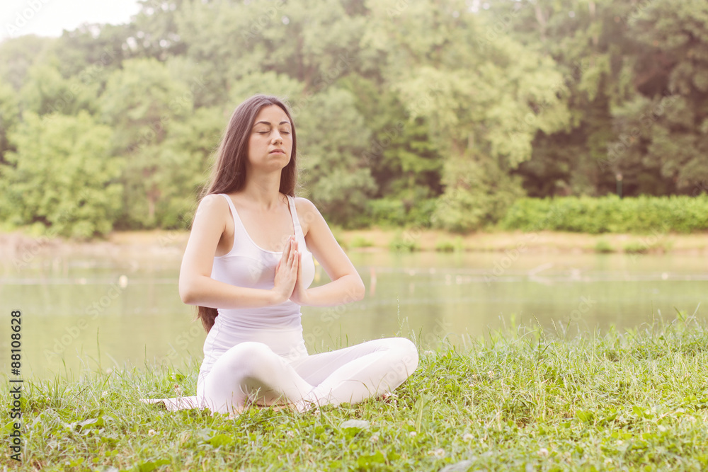 Yoga Woman Meditating Relaxing Healthy Lifestyle