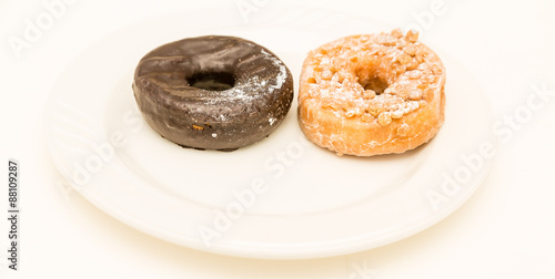 Two Donuts on White Plate