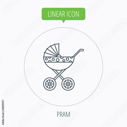 Pram icon. Newborn stroller sign.