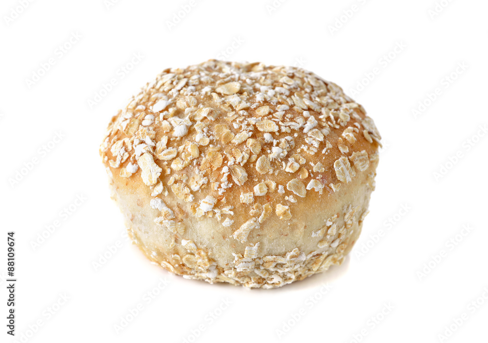 Banana whole wheat bun on white background Banana whole wheat bun on white background