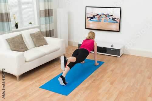 Woman Doing Workout In House