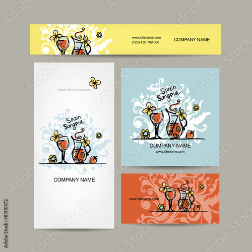 Sangria, spanish drink. Business cards design