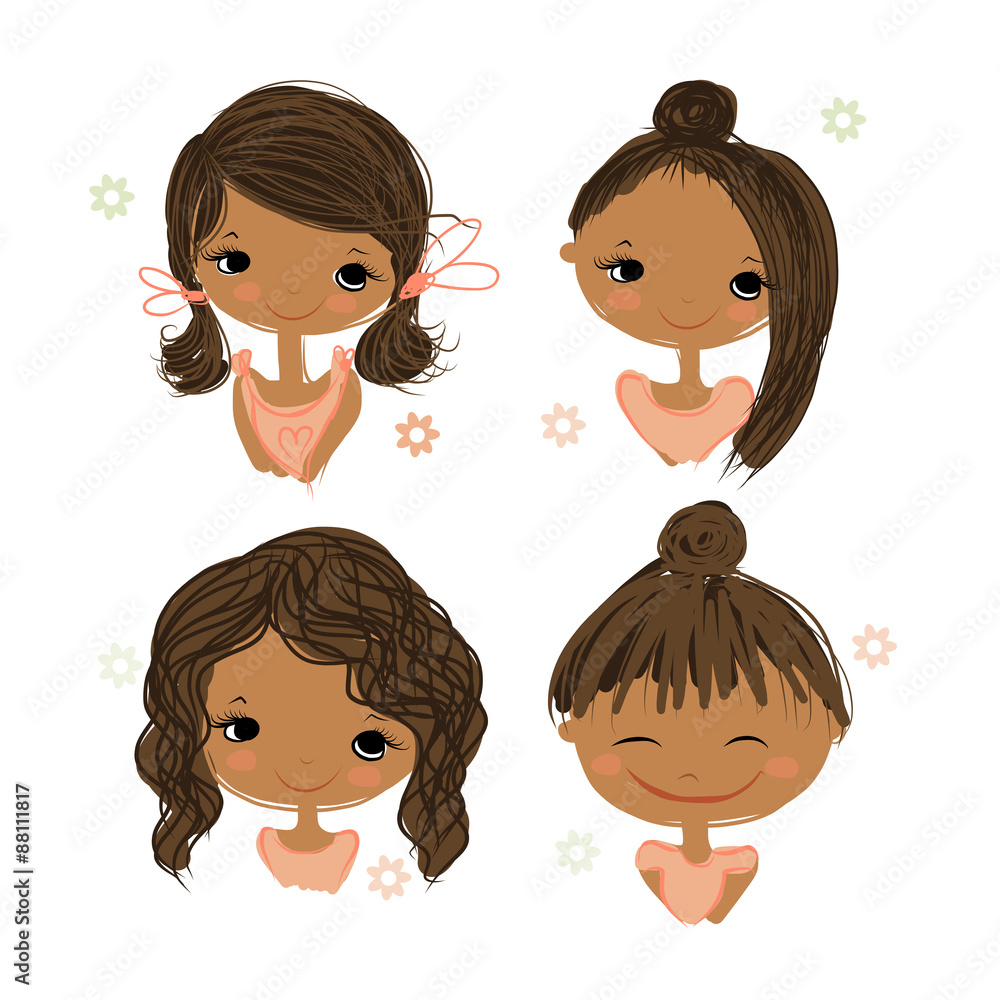 Cute girl smiling, sketch for your design Cute girl smiling, sketch for your design
