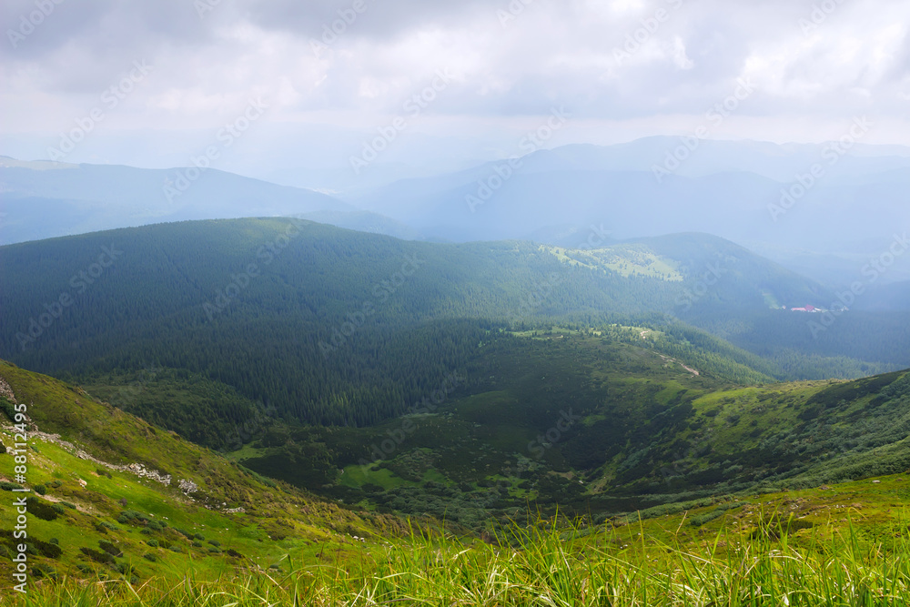 View from Hoverla in the Carpathians mountains, Ukraine