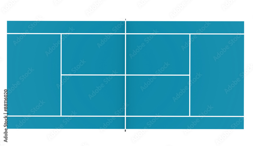 Tennis Court rendered isolated on white background