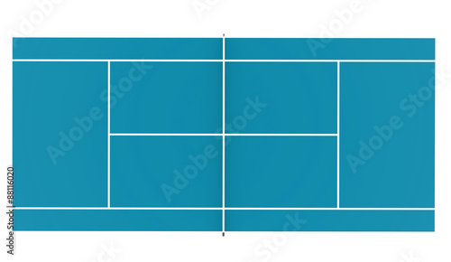 Tennis Court rendered isolated on white background