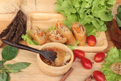 Fried spring rolls traditional for appetizer food.