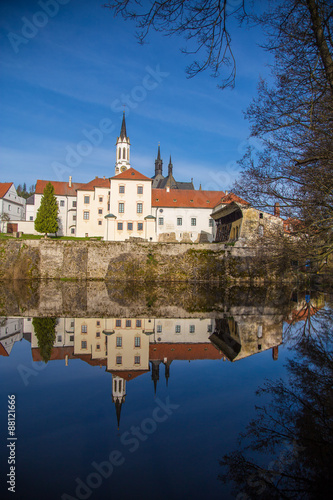 Vyssi Brod abbey Czech Republic over the pond spring