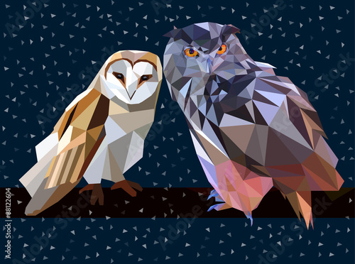 Owl set triangle low poly style. Good use for sticker design, icon, symbol, avatar, or any design. Easy to use. 