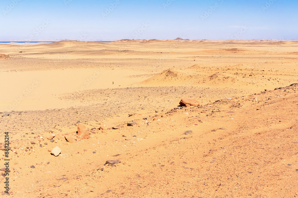 Sahara desert landscape in the south of Egypt.