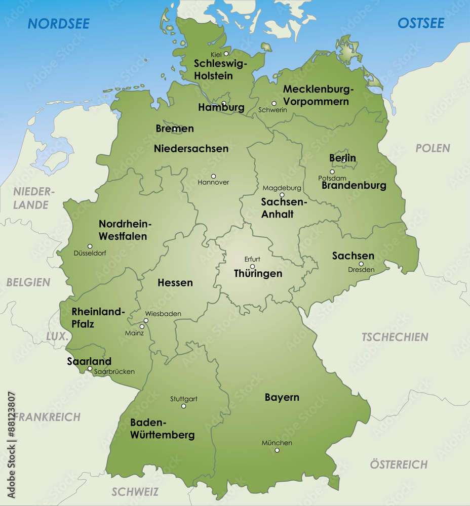 Deutschland Karte Bundesländer Landeshauptstädte Hauptstadt