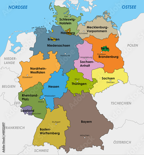 Deutschland Karte Bundesl  nder Landeshauptst  dte Hauptstadt