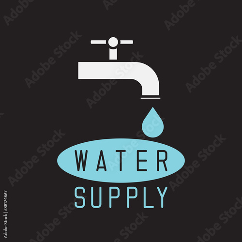 Water icon with tap faucet and drop. Vector illustration