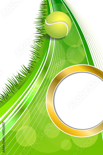 Background abstract green tennis sport yellow ball vertical gold circle frame illustration vector