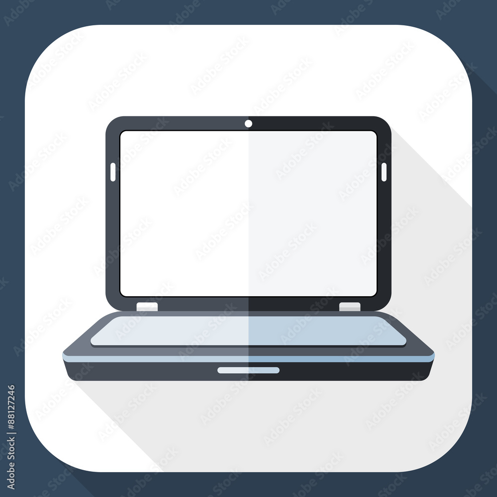 Laptop icon with long shadow Laptop icon with long shadow