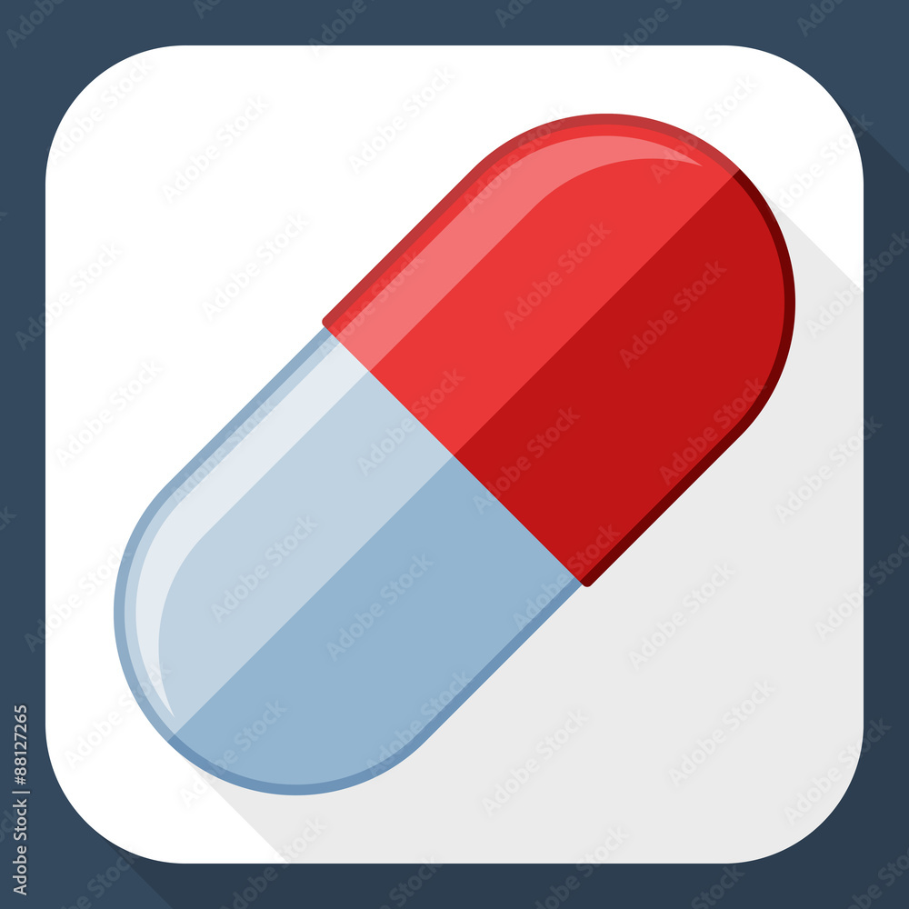 Capsule pill icon with long shadow Capsule pill icon with long shadow