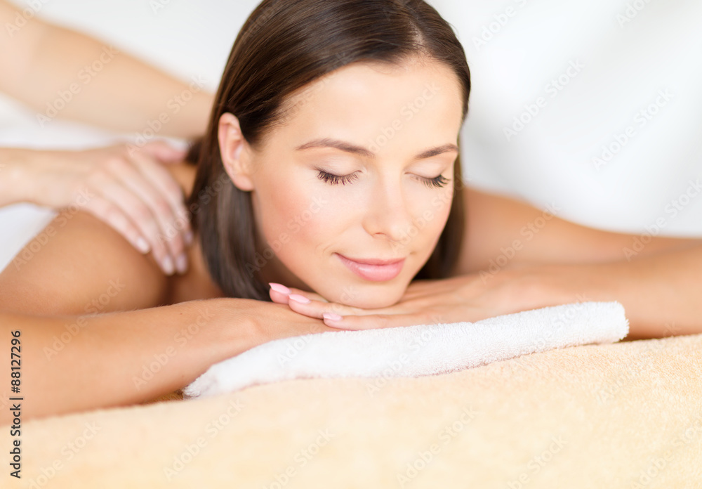 beautiful woman in spa salon getting massage beautiful woman in spa salon getting massage