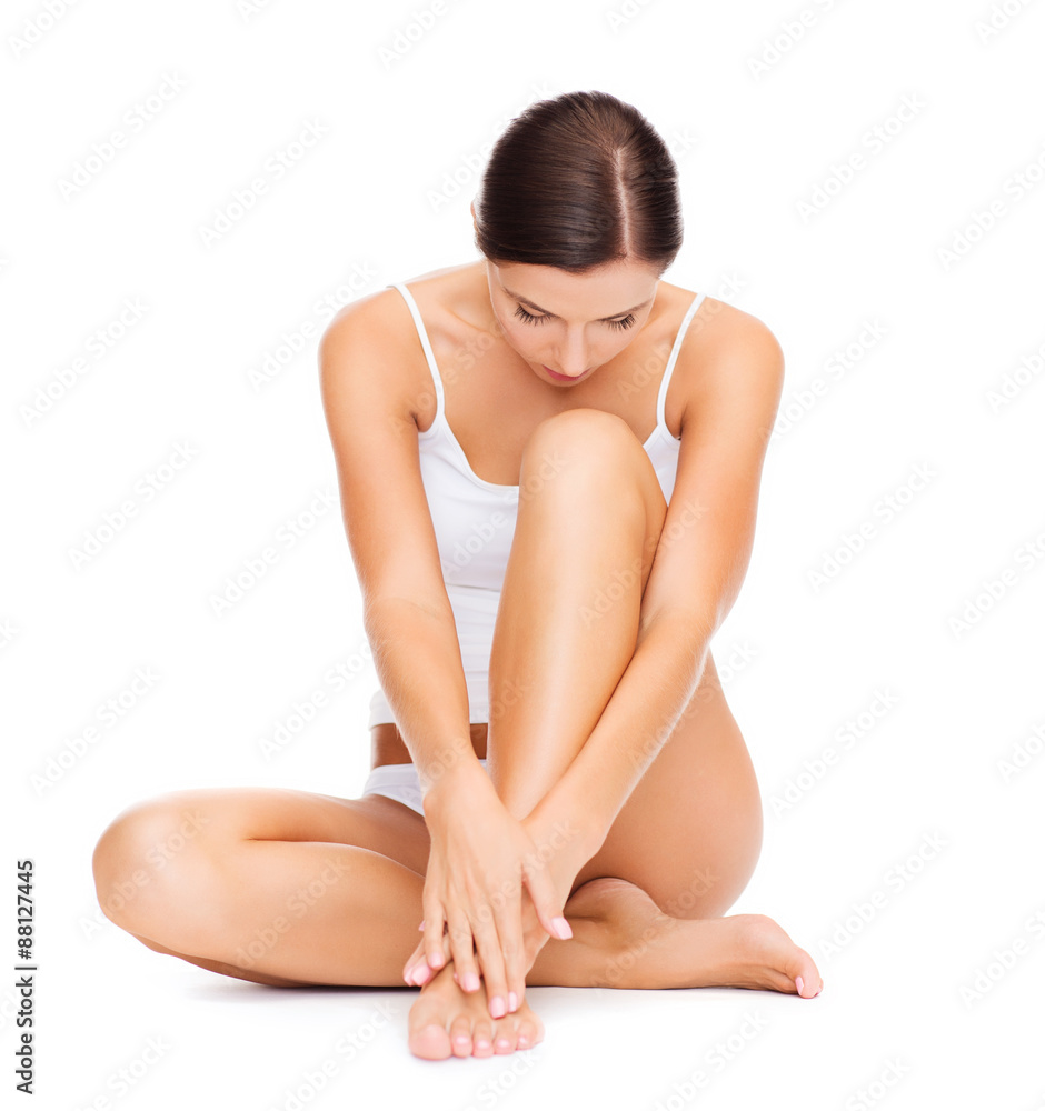 beautiful woman in white cotton underwear beautiful woman in white cotton underwear