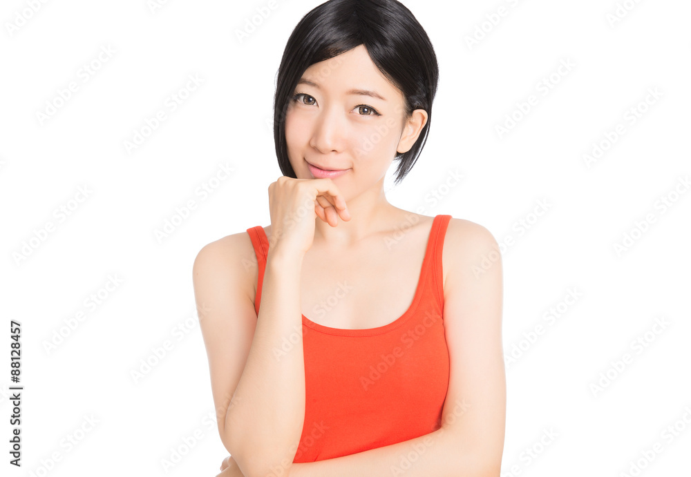 Portrait of young woman thinking Portrait of young woman thinking