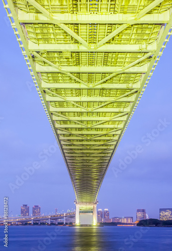 Tokyo bay city and Tokyo rainbow bridge in evening