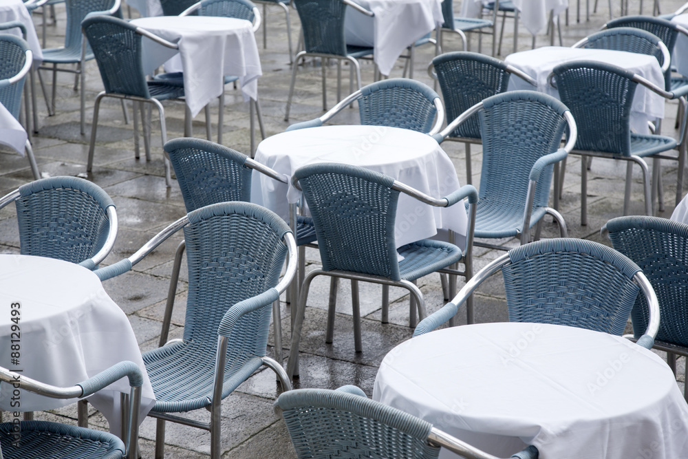 Cafe Tables and Chairs in San Marcos - St Marks Square; Venice