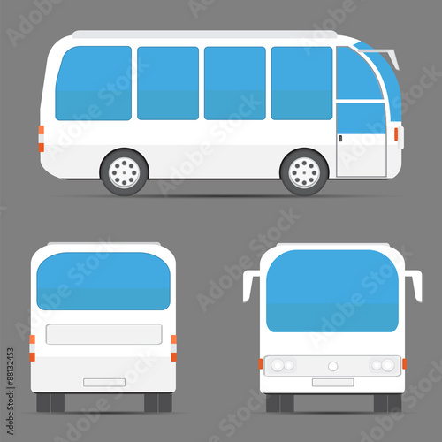 White bus rear, side, front