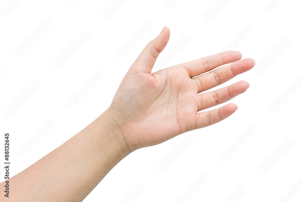 Woman hand with isolated background.