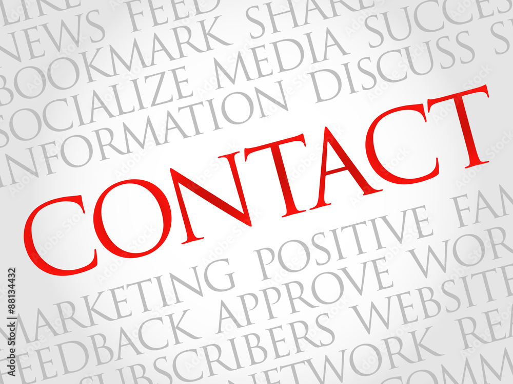 Contact word cloud, business concept