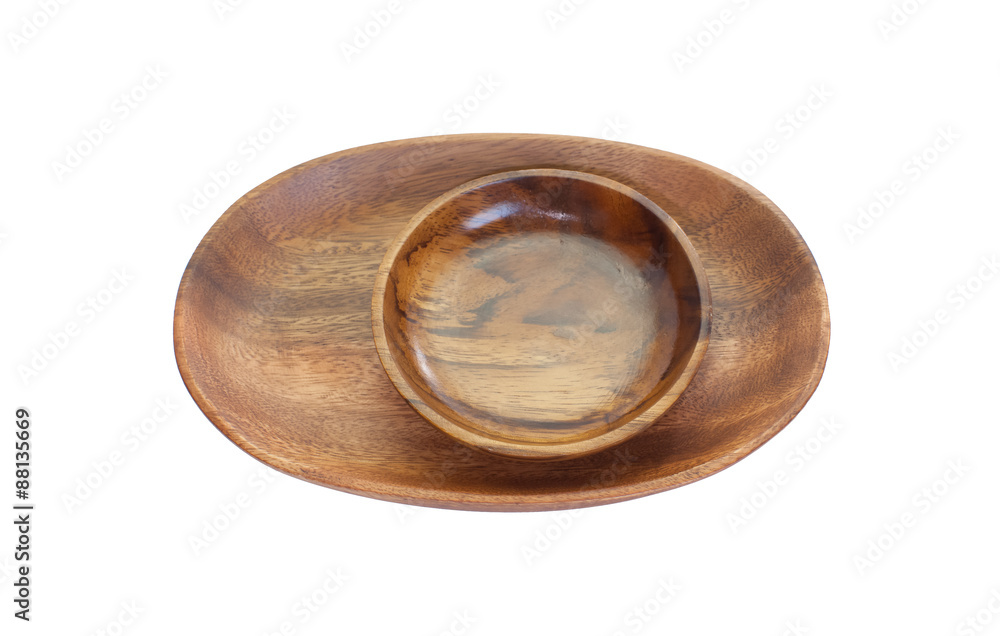 Empty wood bowl isolated on white background Empty wood bowl isolated on white background