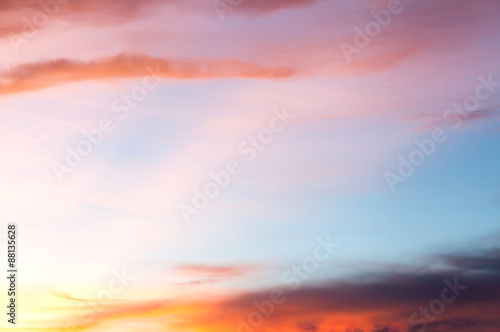 colorful dramatic sky with cloud at sunset