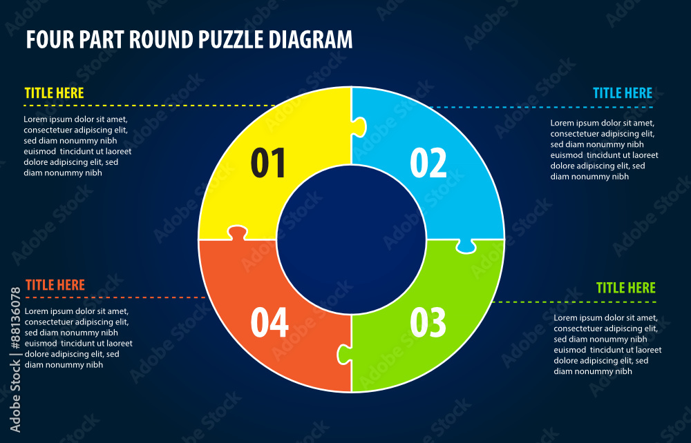 Four Part Round Puzzle Piece Diagram Stock Vector Adobe Stock
