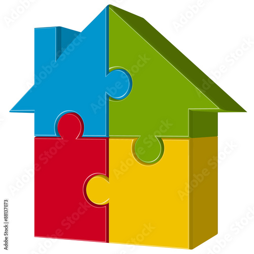 puzzle house with four parts