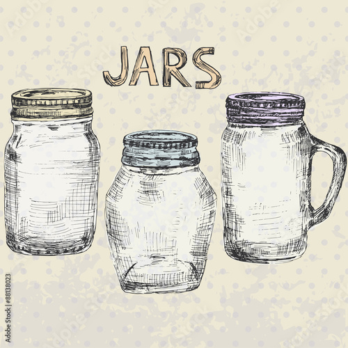 Set vintage glass jars with twist cap