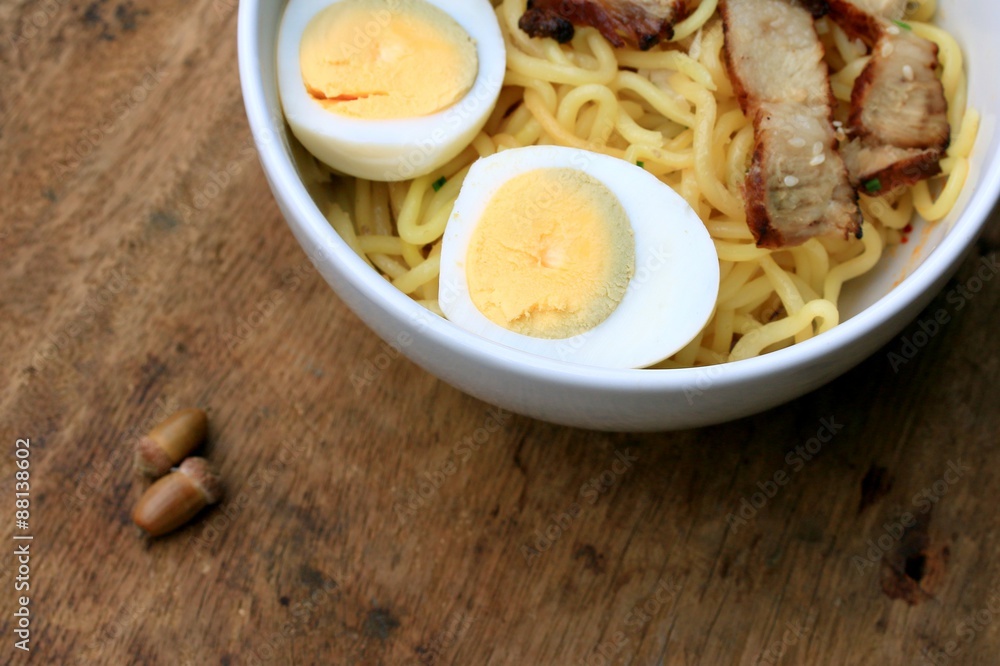 pork noodle and boiled eggs - Japanese food pork noodle and boiled eggs - Japanese food