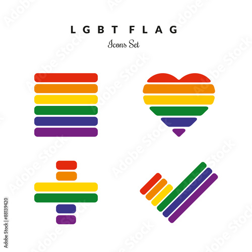 LGBT Pride Flag Rainbow Icons Set