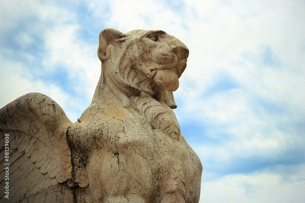 Lion with wings and clouds