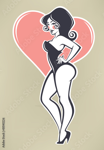 sexy pin up girl on beige background